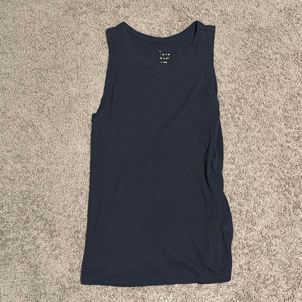 A New Day Ribbed High Neck Tank Top Navy Women's XL
